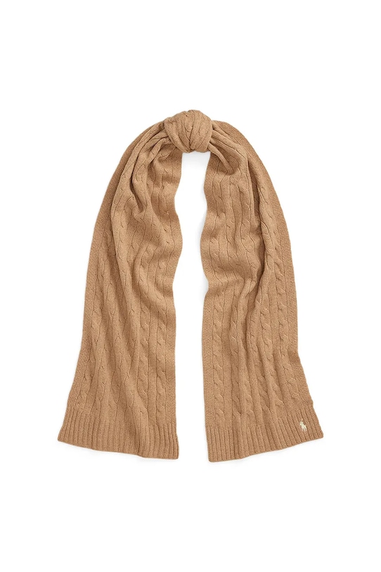 Polo Ralph Lauren szalik wełniany dzianina beżowy 455956296