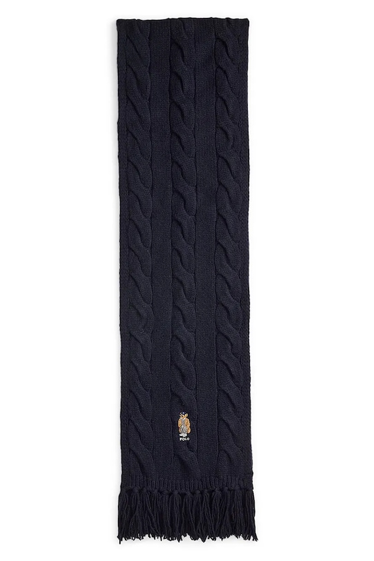Μάλλινο κασκόλ Polo Ralph Lauren μαλλί σκούρο μπλε 455981434