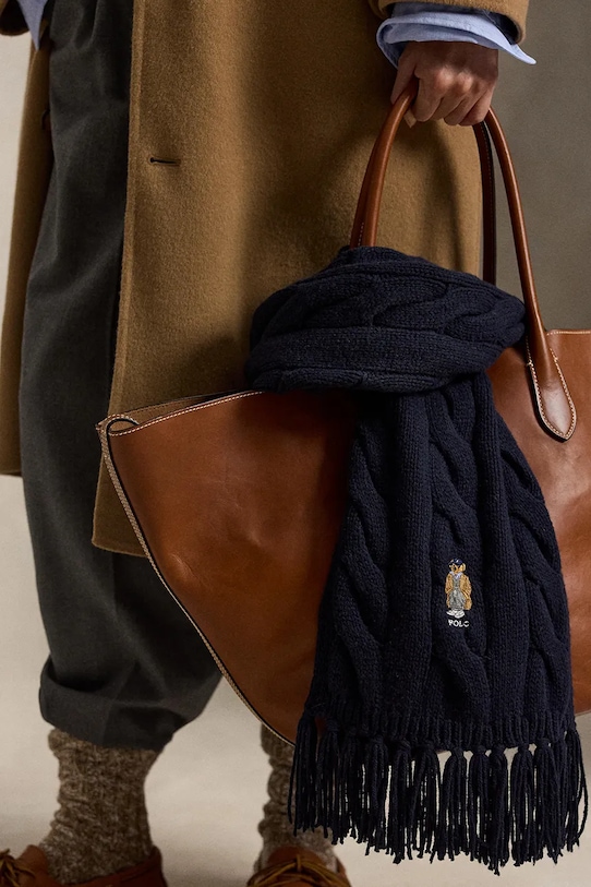 Polo Ralph Lauren szalik wełniany granatowy 455981434