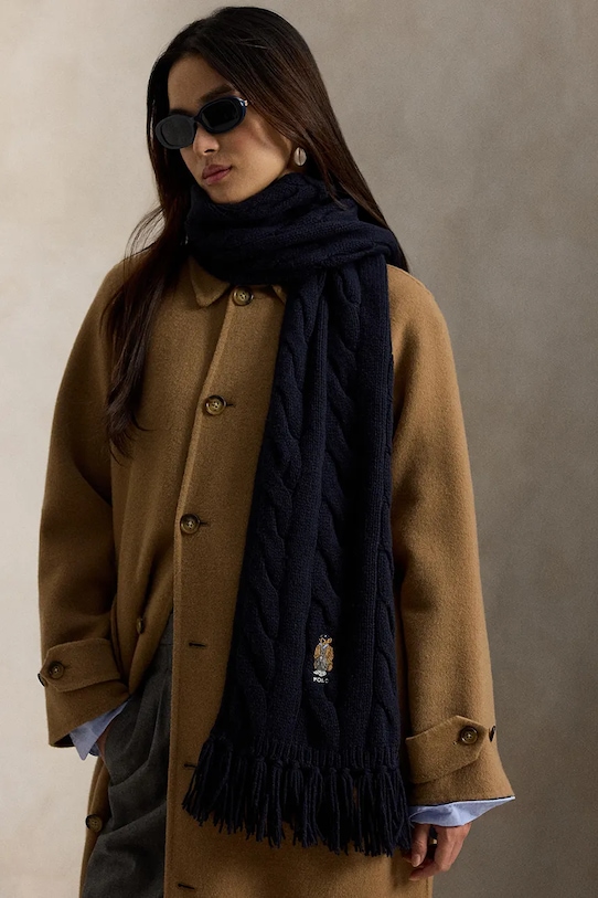 Polo Ralph Lauren szalik wełniany 455981434 granatowy