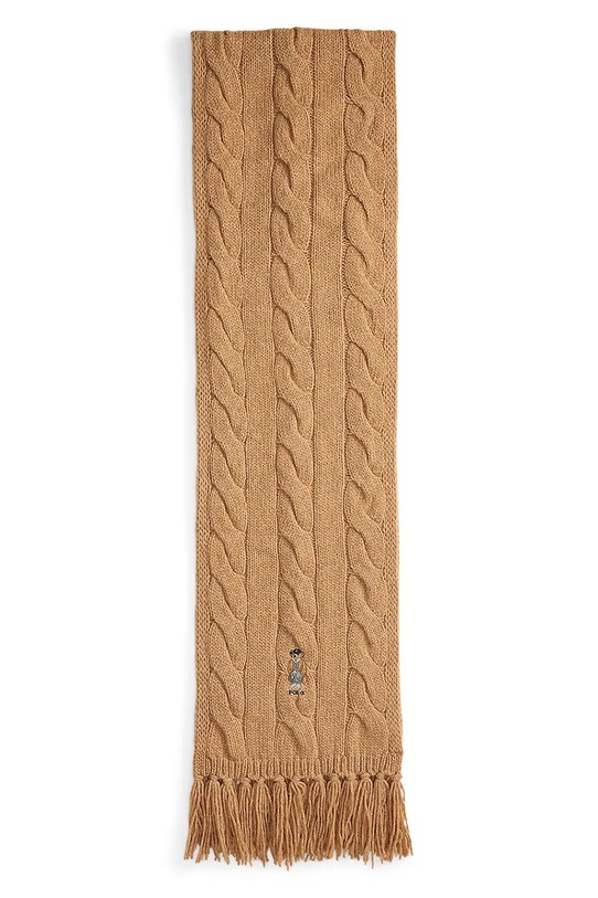 Kratki vuneni šal Polo Ralph Lauren pletivo bež 455981434