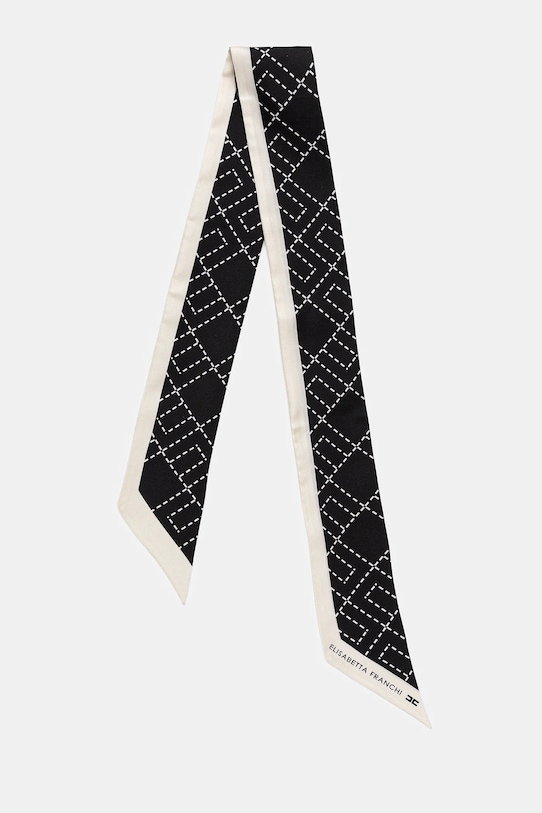 Hodvábna šatka Elisabetta Franchi hodváb čierna FO10F56E2