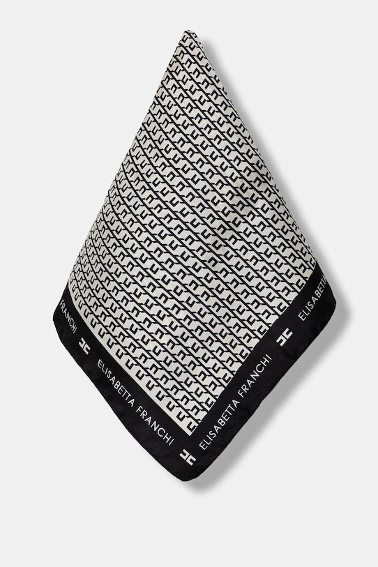 Hodvábna šatka Elisabetta Franchi hodváb čierna FO15F56E2