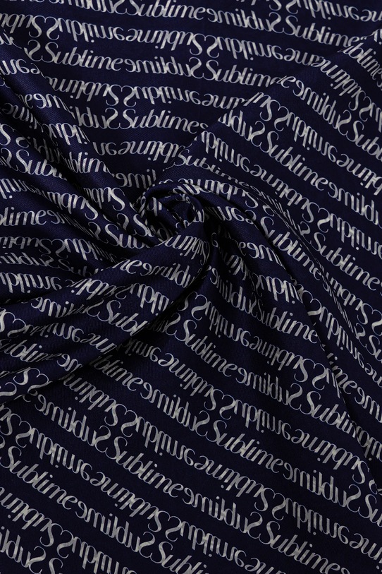 Tory Burch selyem kendő T Monogram 166713.401 sötétkék AW25