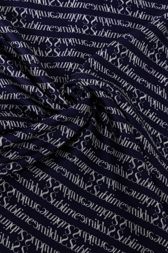 Tory Burch selyem kendő T Monogram 166713.401 sötétkék AW25