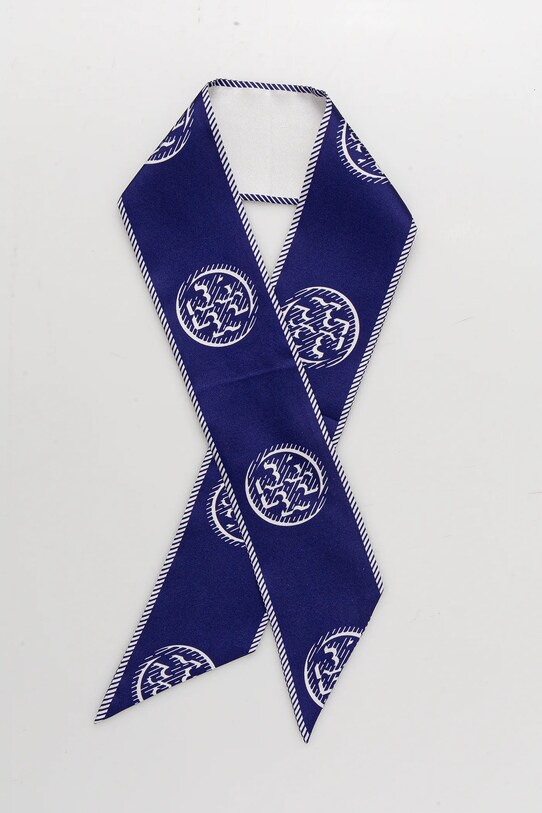 Платок с шёлком Tory Burch Medallion шёлк тёмно-синий 174863.400