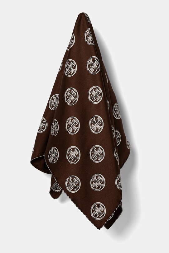Tory Burch chusta jedwabna Medallion jedwab brązowy 171200.200