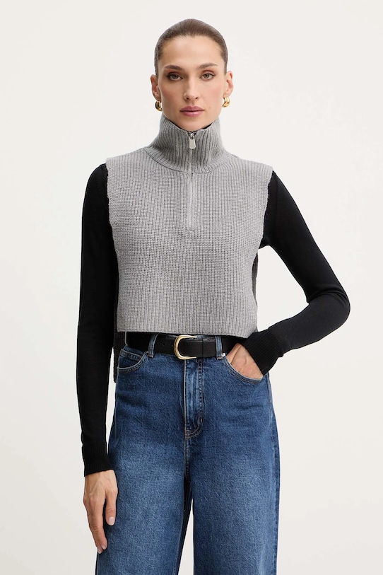 Šál typu komín s prímesou vlny Pinko pletenina sivá 105994.A2Z4