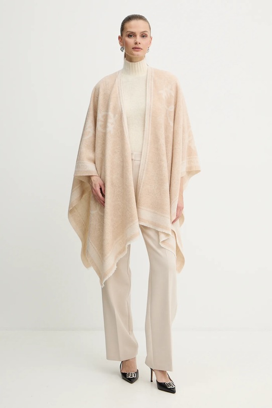 Pinko poncho z dodatkiem wełny średniej grubości beżowy 105965.A2ZI