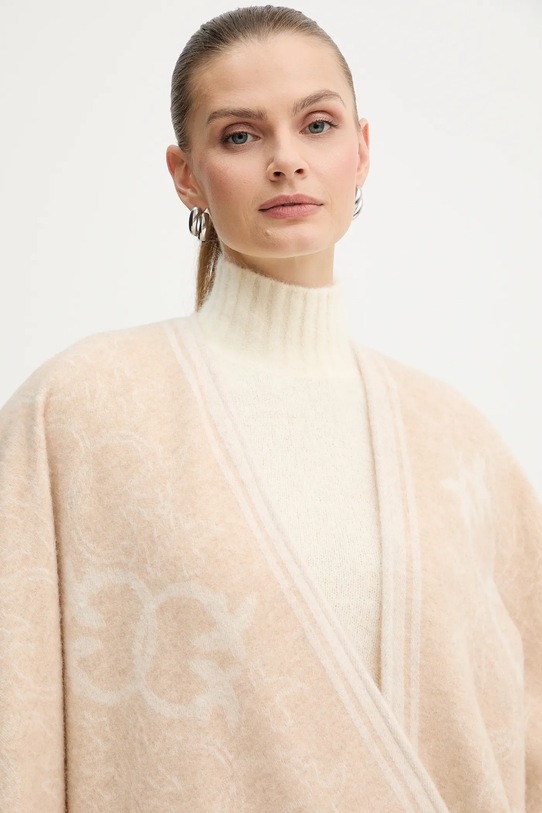 Pinko poncho z dodatkiem wełny beżowy 105965.A2ZI