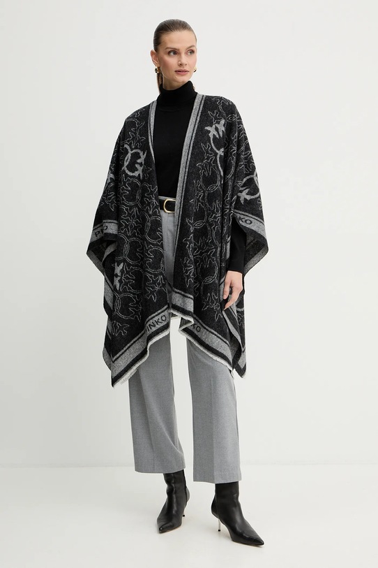 Pončo s příměsí vlny Pinko středně silná černá 105965.A2ZI