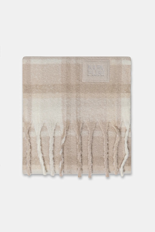 Napapijri szalik z dodatkiem wełny F-Penia NP0A88WVN1J1 beżowy AW25