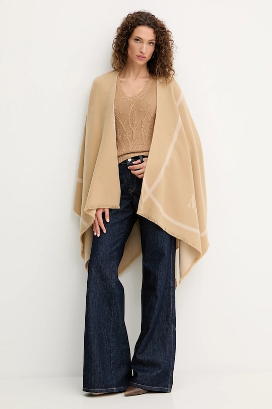 Вовняне пончо MM GIUDEA 2526546037600 бежевий AW25