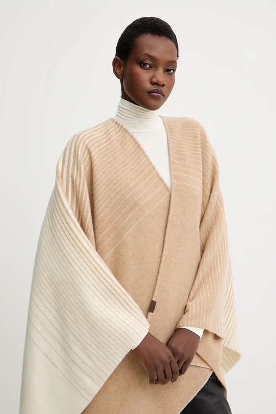 MM poncho z wełną BRENTA beżowy 2526546028600