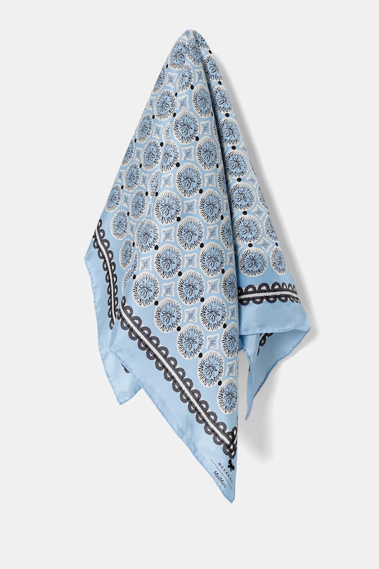 Шовкова хустка на шию Weekend Max Mara SIAM тканина блакитний 2525546054600