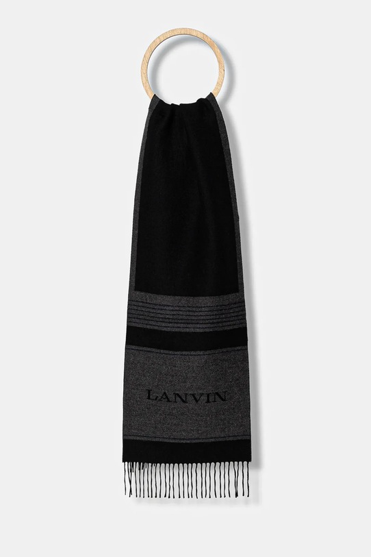 Lanvin szalik wełniany tkanina czarny 710009252
