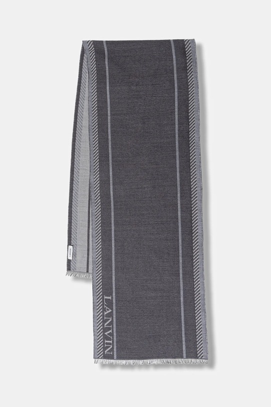 Lanvin szalik z dodatkiem wełny drobny wzór szary 710009280