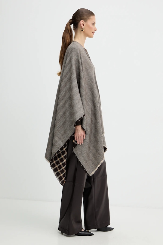 Weekend Max Mara poncho wełniane OGNUNO 2525546055600 brązowy AW25
