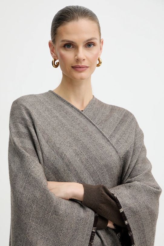 Weekend Max Mara poncho wełniane OGNUNO brązowy 2525546055600
