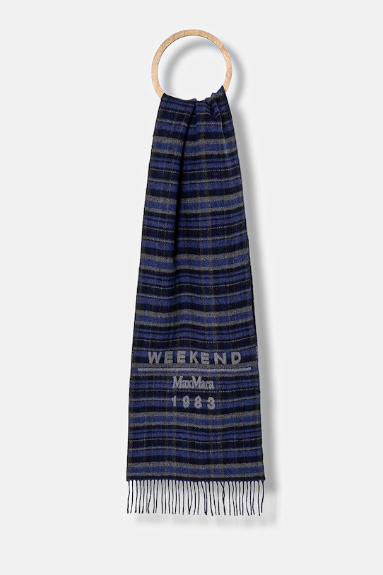 Вовняний шарф Weekend Max Mara PAGELLA аплікація темно-синій 2525546085600