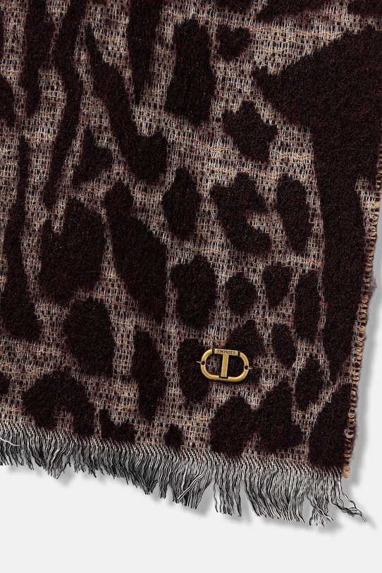 Twinset szalik z domieszką wełny 252TO5030 brązowy AW25