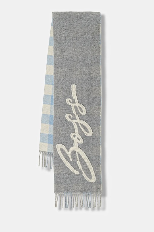 BOSS eșarfă cu lână imprimeu gri 50558654