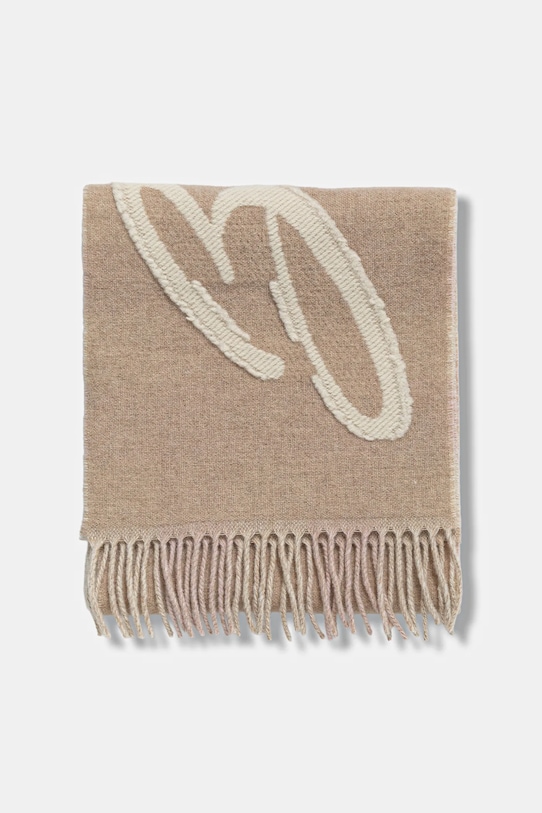 BOSS szalik z dodatkiem wełny 50558654 beżowy AW25