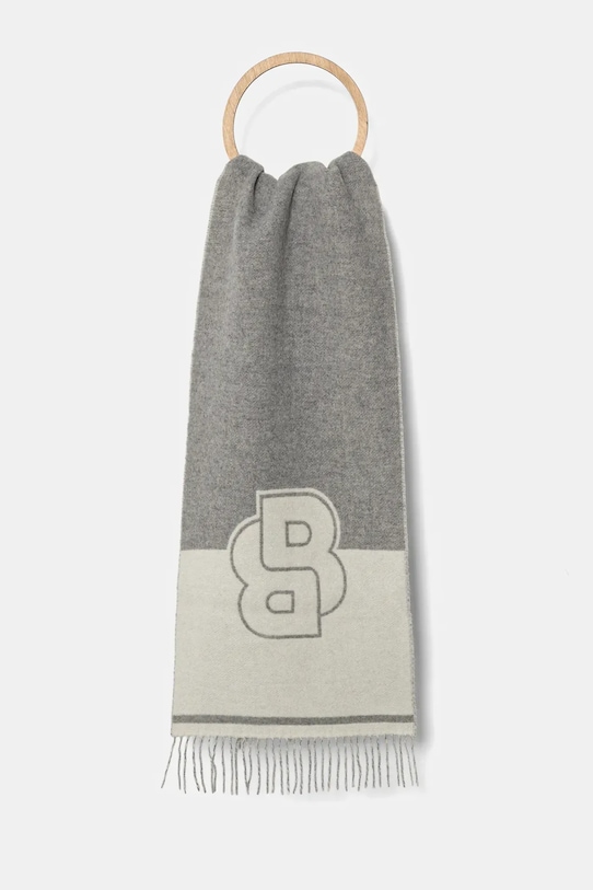 BOSS eșarfă de lână Planet friendly gri 50533865