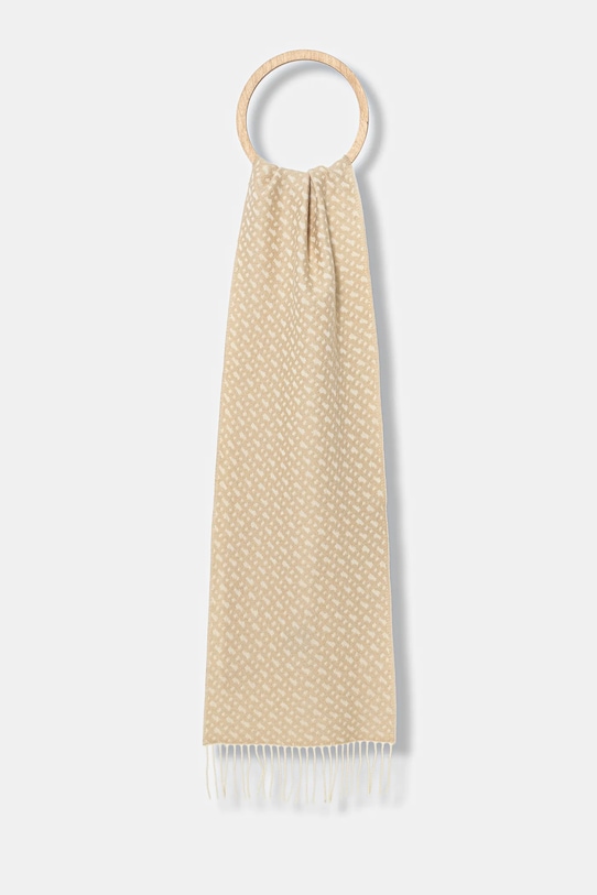 Шерстяной шарф BOSS шерсть бежевый 50549852