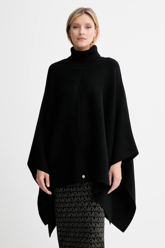 Pončo s prímesou vlny BOSS Larenia_poncho tenká čierna 50551146