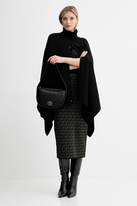Poncho με προσθήκη μαλλιού BOSS 50551146 μαύρο AW25
