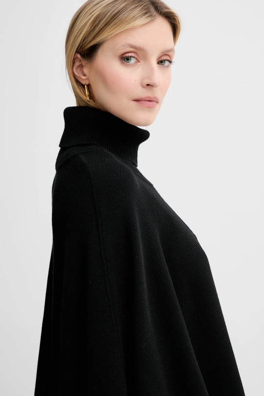 Pončo s prímesou vlny BOSS Larenia_poncho čierna 50551146