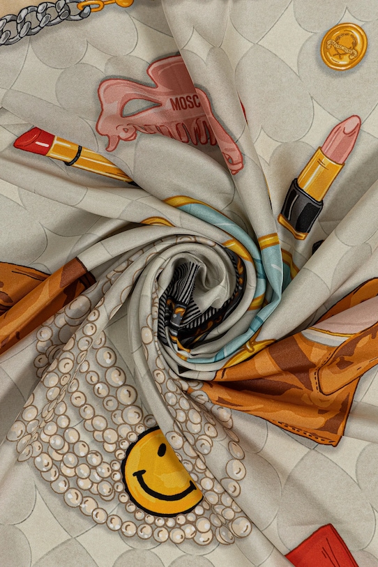 Moschino eșarfă de mătase gri M3285.3549