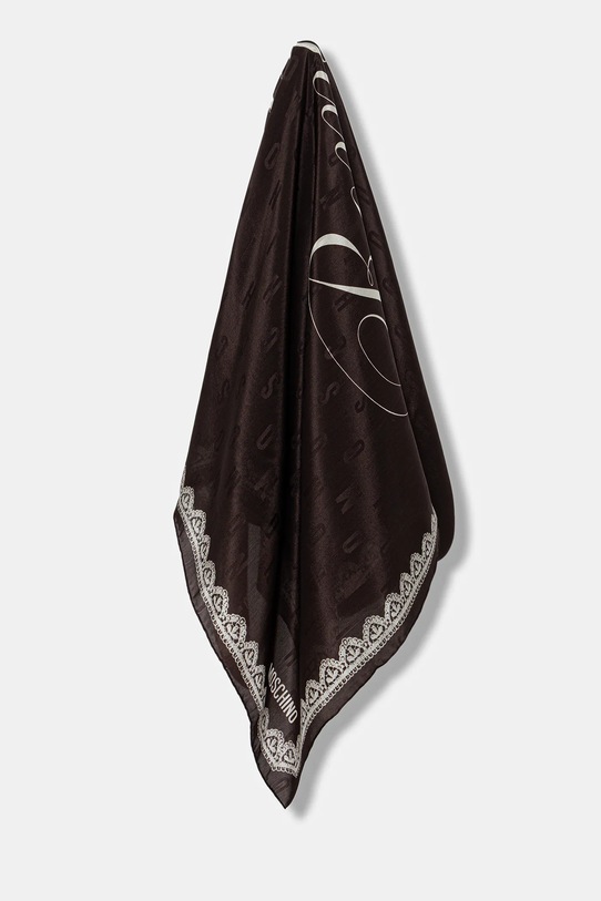 Hedvábný šátek Moschino látka hnědá M3291.3157