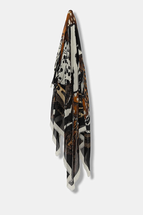 Vunena marama Moschino vuna crna M3299.3226