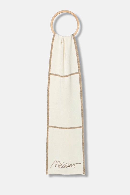 Moschino szalik z wełną dzianina beżowy M3351.30843
