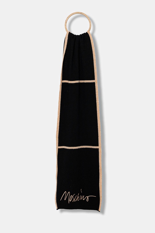 Moschino szalik z wełną dzianina czarny M3351.30843