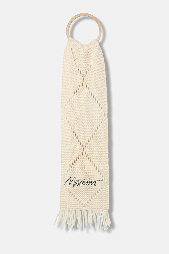 Moschino szalik z wełną z dodatkiem wełny beżowy M3354.30817