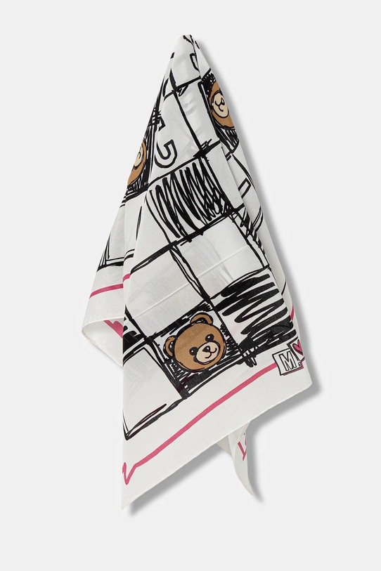 Moschino eșarfă de mătase matase alb M5842.50221