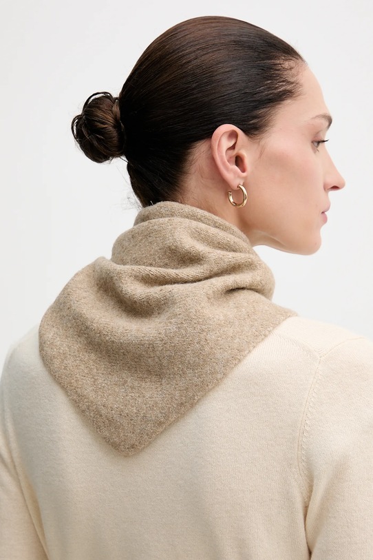 Pedro del Hierro szalik z domieszką wełny beżowy 4962464