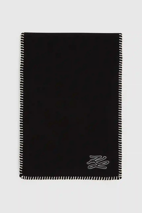 Karl Lagerfeld eșarfă de lână A4W33114 negru AW25