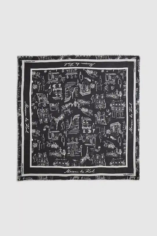 Шовкова хустка Karl Lagerfeld K/SKETCH тканина чорний A4W33116