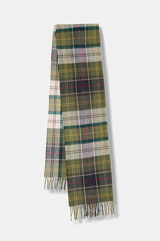 Barbour szalik wełniany tkanina zielony LSC0477