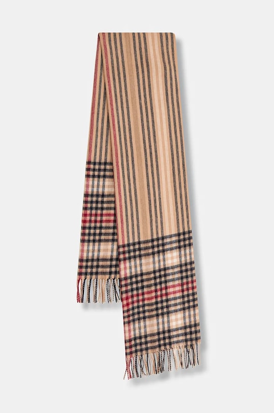 Barbour szalik wełniany tkanina brązowy LSC0482