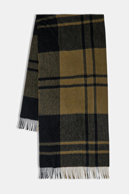 Barbour szalik wełniany tkanina zielony LSC0483