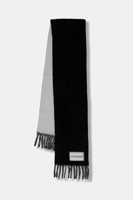 Sportmax szalik z dodatkiem wełny TENUE tkanina czarny 2522546012600