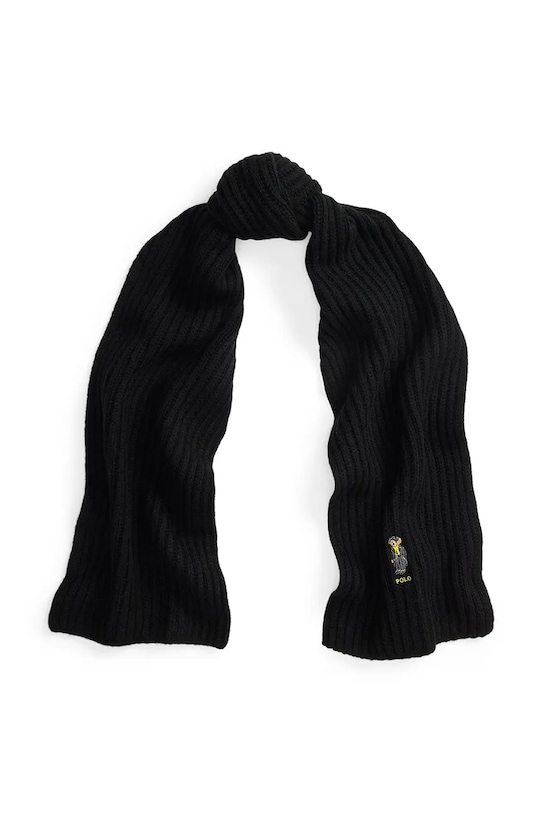 Polo Ralph Lauren szalik z dodatkiem wełny dzianina czarny 455P04660