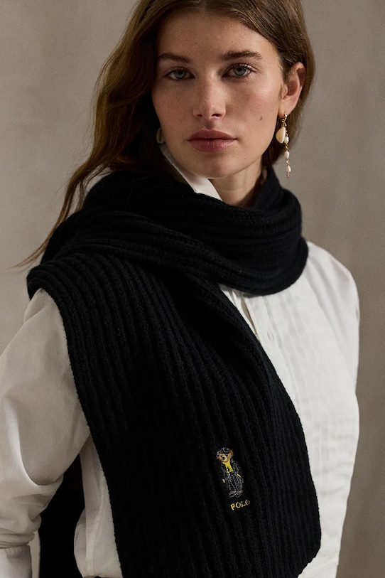 Шарф с добавлением шерсти Polo Ralph Lauren чёрный 455P04660