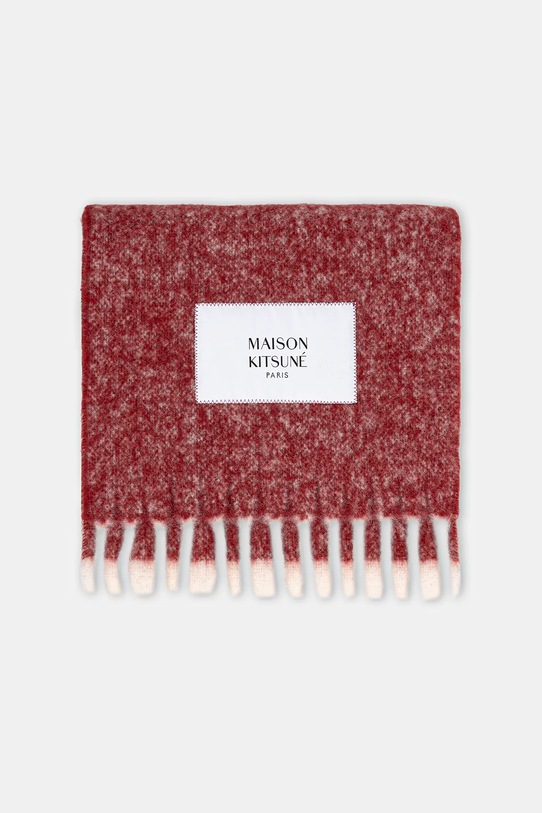 Šal s dodatkom vune Maison Kitsuné Alpaca Striped PM06203WA0022 bordo AW25
