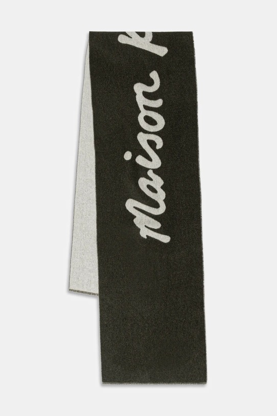 Maison Kitsuné szalik z dodatkiem wełny Handwriting z dodatkiem wełny zielony PM06202WB0038